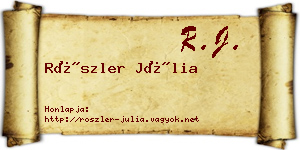 Röszler Júlia névjegykártya
